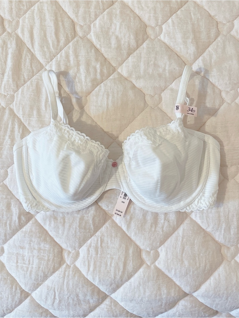 ྀིྀིྀིྀིྀི victoria’s secret cotton shadow stripe unlined demi bra white
